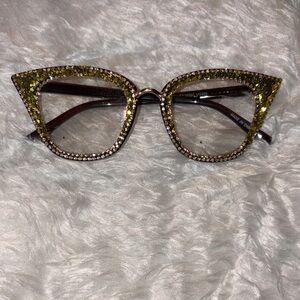 Gold Rhinestone Cat-Eye Sunglasses